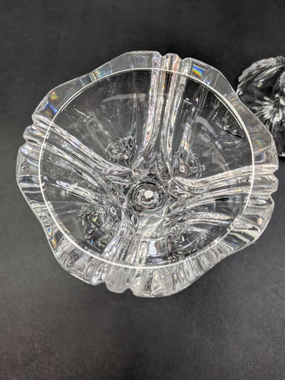 VTG 60s Crystal Reversible Candle Holders Dual Taper Rose Bowl Set of 2 Rings